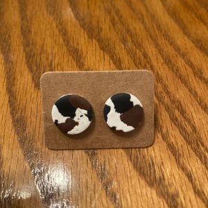 Cow print studs